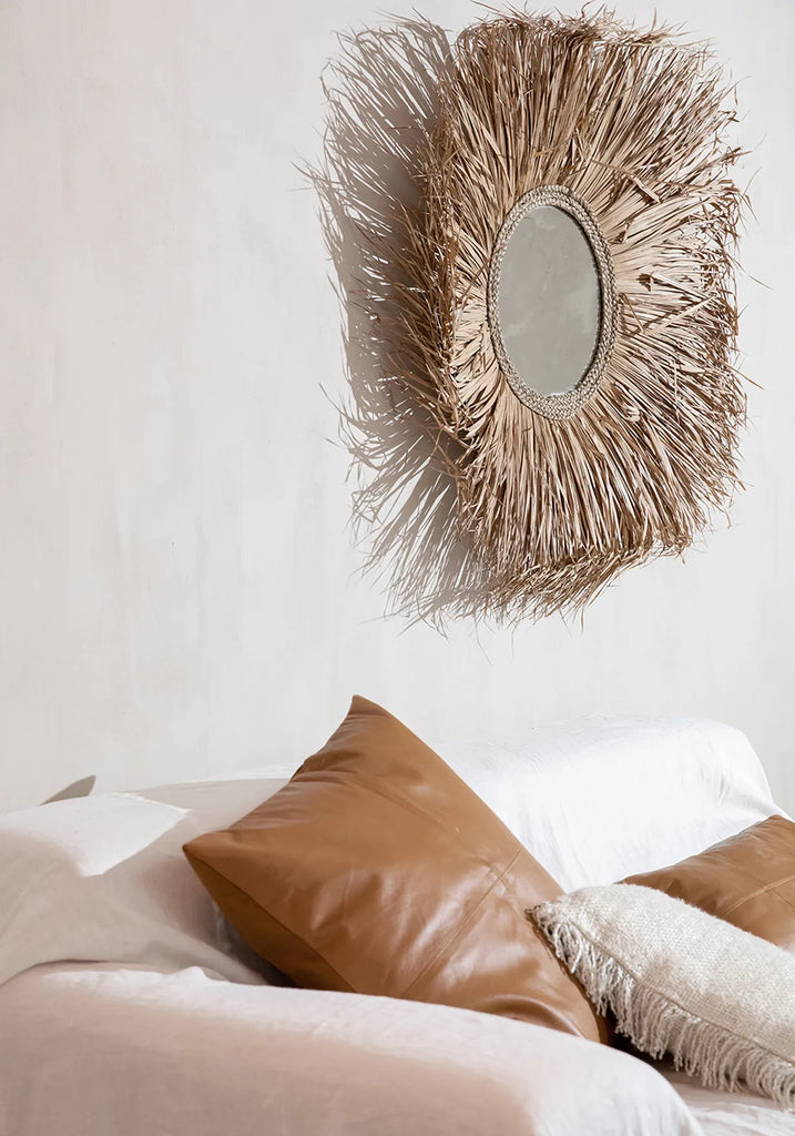 The Four Panel Leather Cushion Cover - Camel - 40x40_40