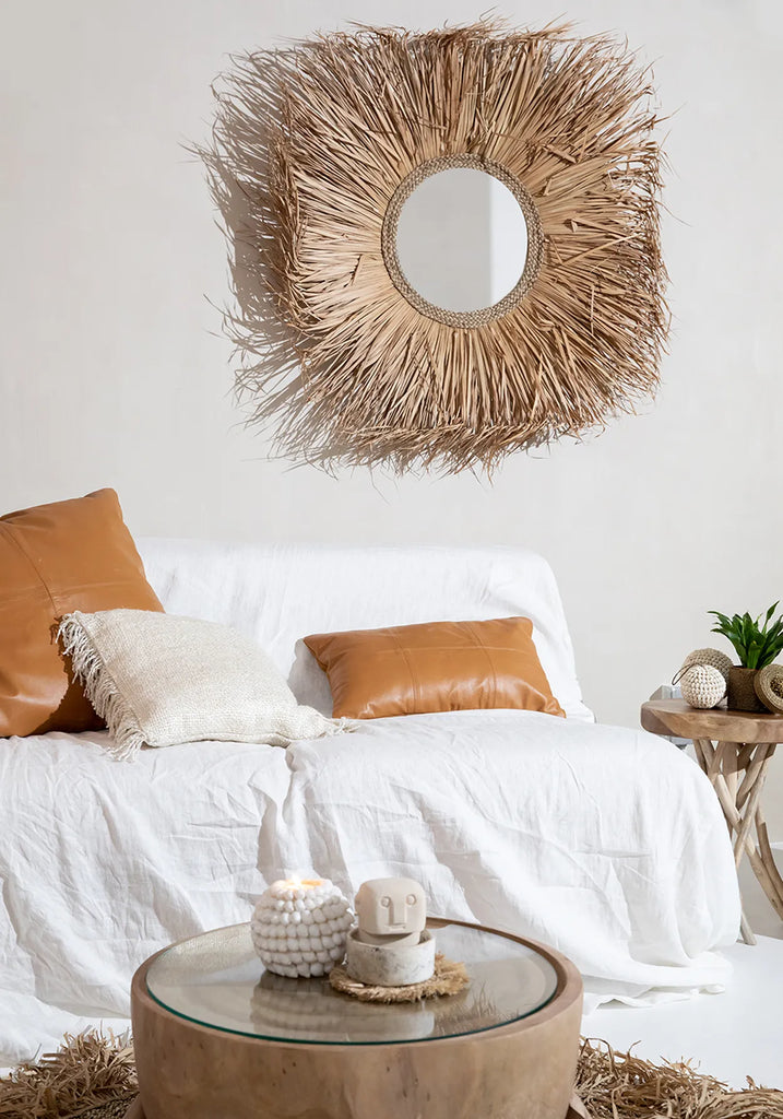 The Four Panel Leather Cushion Cover - Camel - 60x60_40