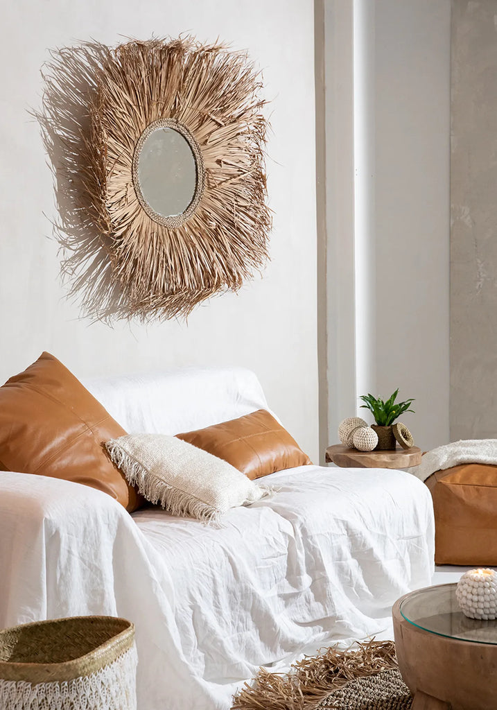 The Four Panel Leather Cushion Cover - Camel - 60x60_40