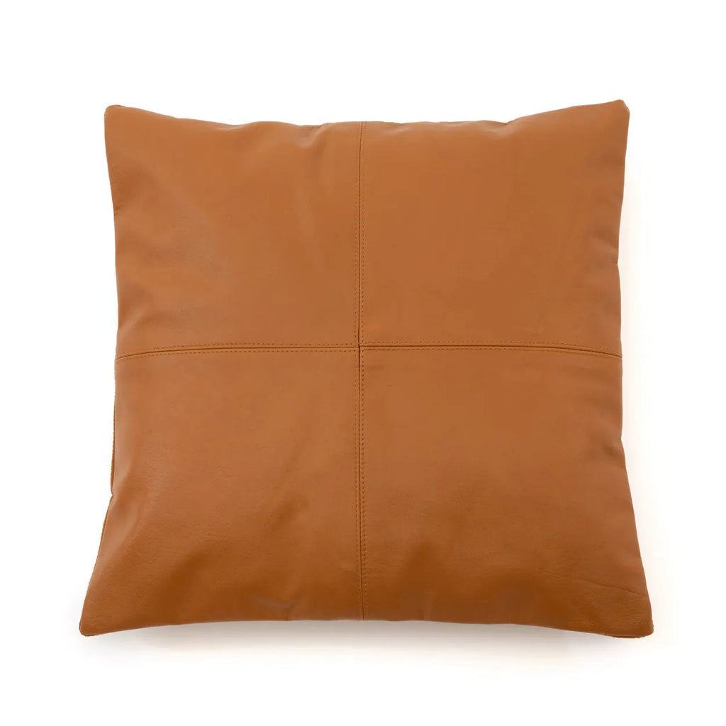 The Four Panel Leather Cushion Cover - Camel - 40x40_40